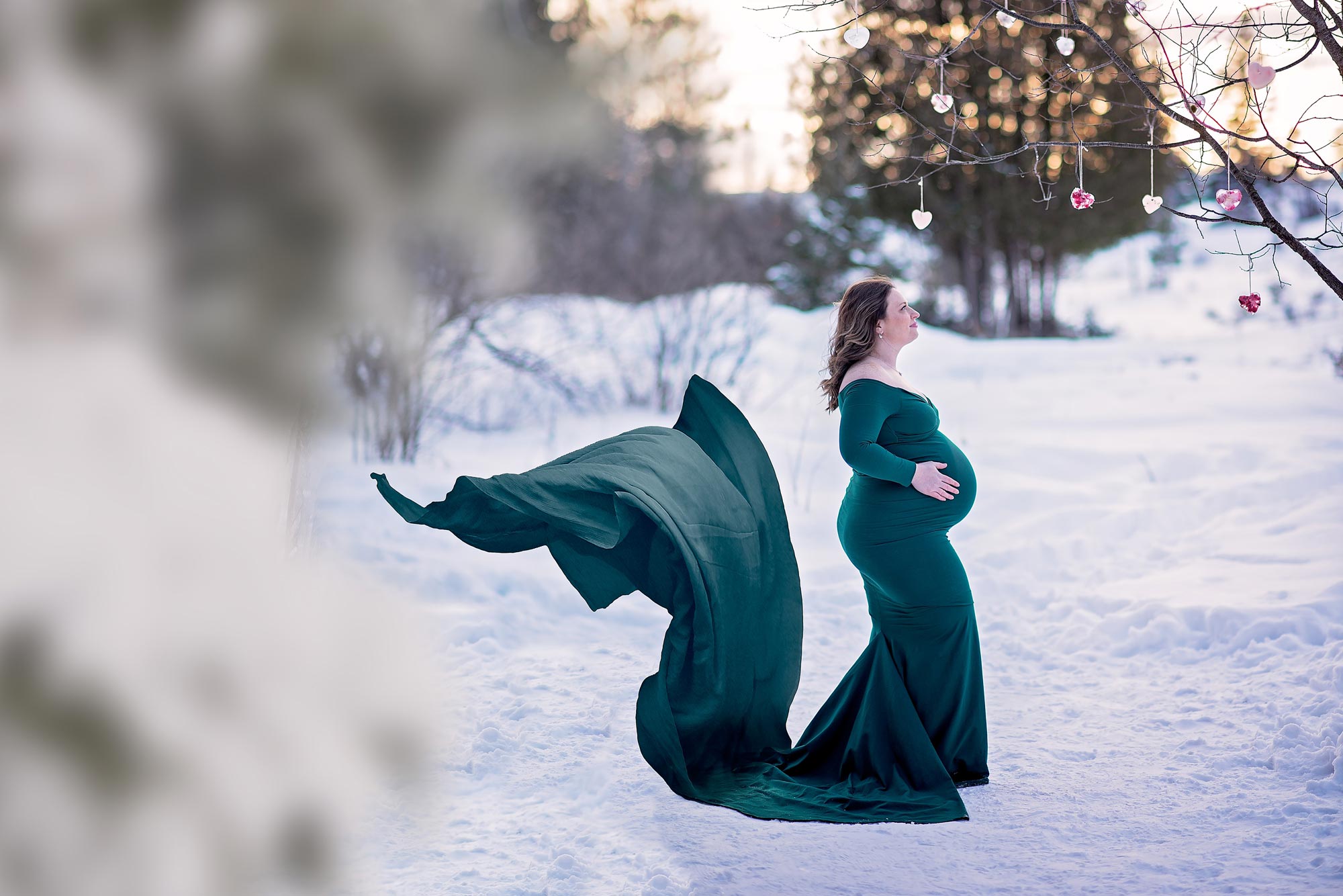 green maternity gown