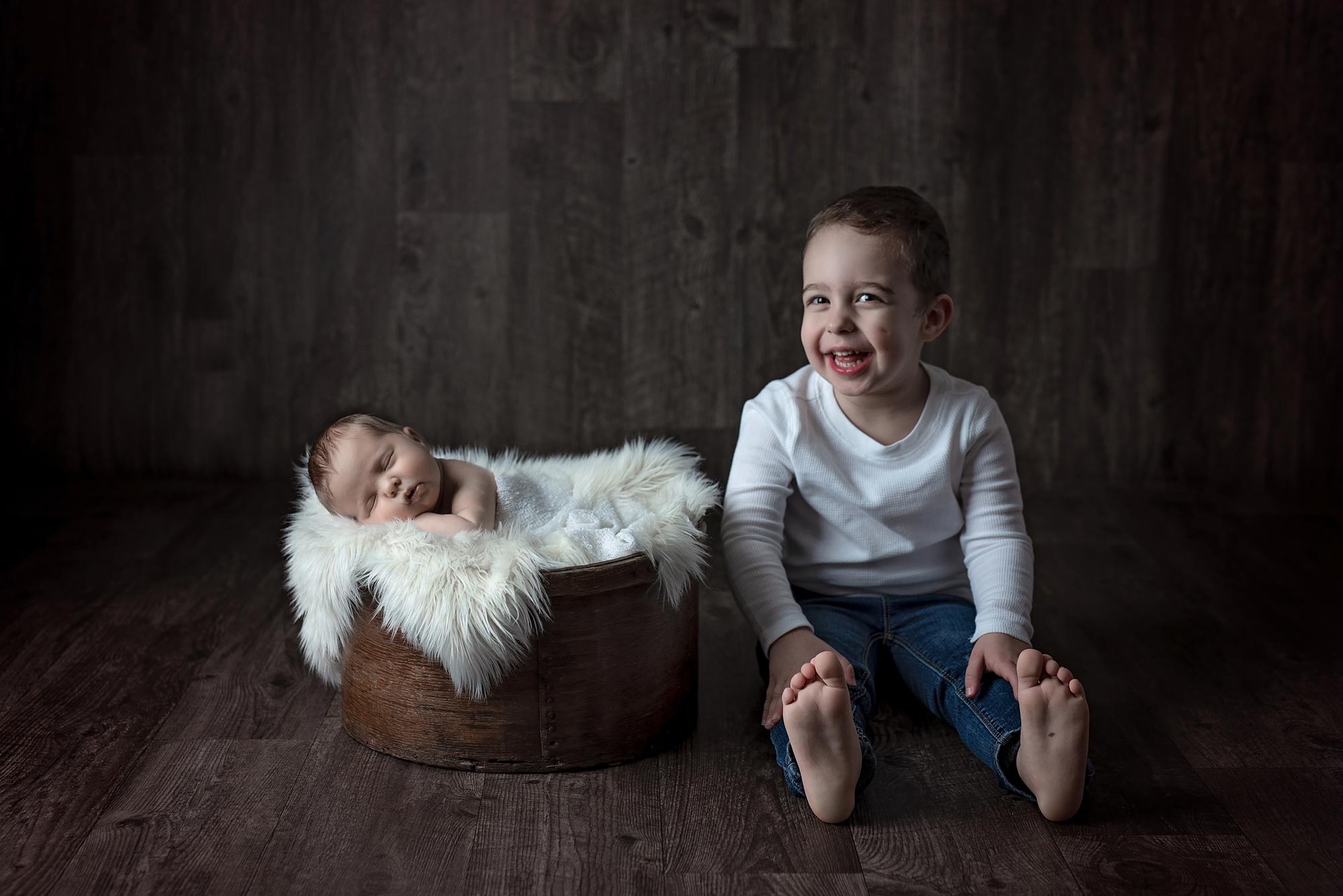 newborn baby and brother